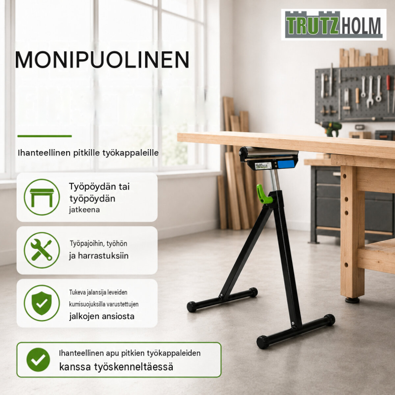 TRUTZHOLM Rollenbock, kokoontaitettava ja korkeussäädettävä 67–109 cm, kantavuus 90 kg