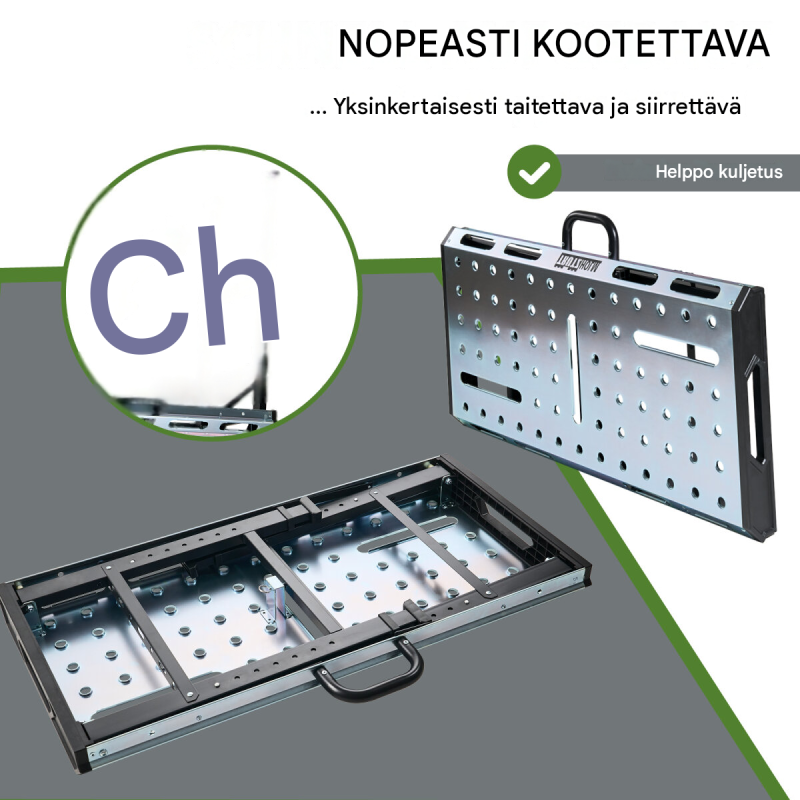 TRUTZHOLM kokoontaittuva hitsauspöytä, 450 kg, korkeussäädettävä, 106 x 53 cm
