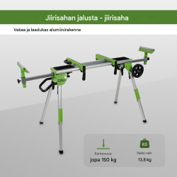 Siirrettävä sahapukki katkaisu- ja jiirisahoille, alumiini, 150 kg, 108–167 cm