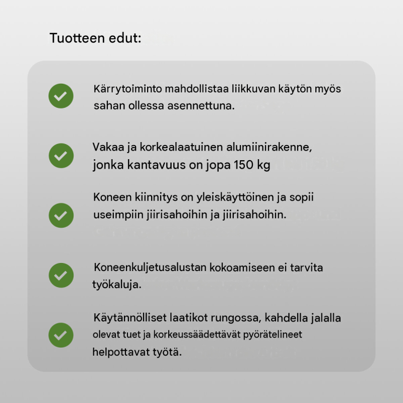 Siirrettävä sahapukki katkaisu- ja jiirisahoille, alumiini, 150 kg, 108–167 cm