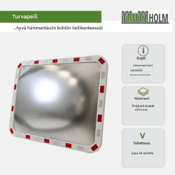 Liikennepeili 60x80 cm, punavalkoinen, 130-160°, polykarbonaatti