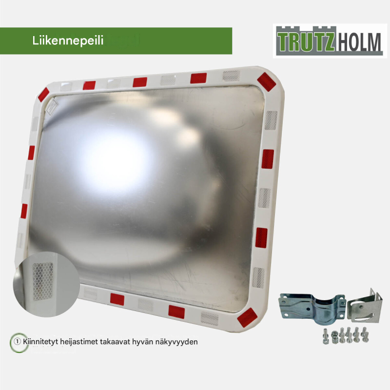 Liikennepeili 60x80 cm, punavalkoinen, 130-160°, polykarbonaatti