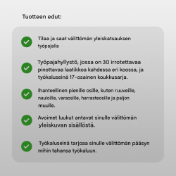 Työkalureikälevy ja säilytyslaatikot, metallia, 30 laatikkoa ja koukkusarja