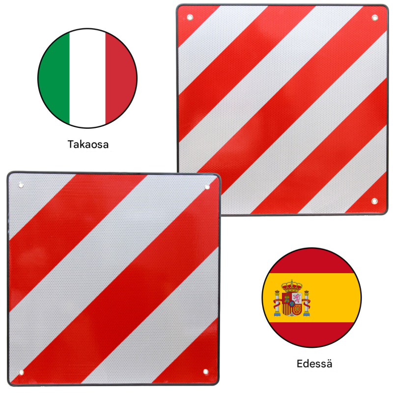 TrutzHolm® 2-in-1-varoitustaulu Italiaan ja Espanjaan, 50 x 50 cm, alumiini