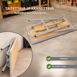 Kokoontaitettava työpenkki 150 kg, teräs, vaneritaso, 100,7 x 50,7 x 84 cm