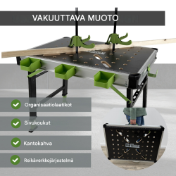 TRUTZHOLM kokoontaitettava työpöytä, korkeussäädettävä 73–88,5 cm, 450 kg, työkalulaatikot
