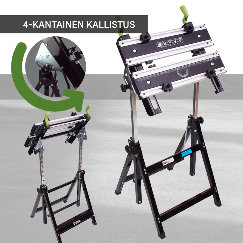 TRUTZHOLM kokoontaitettava työpenkki, korkeussäädettävä, 100 kg, alumiini ja teräs