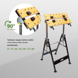 Kokoontaitettava työpöytä, 100 kg, 7-portainen korkeudensäätö, 850–1140 mm