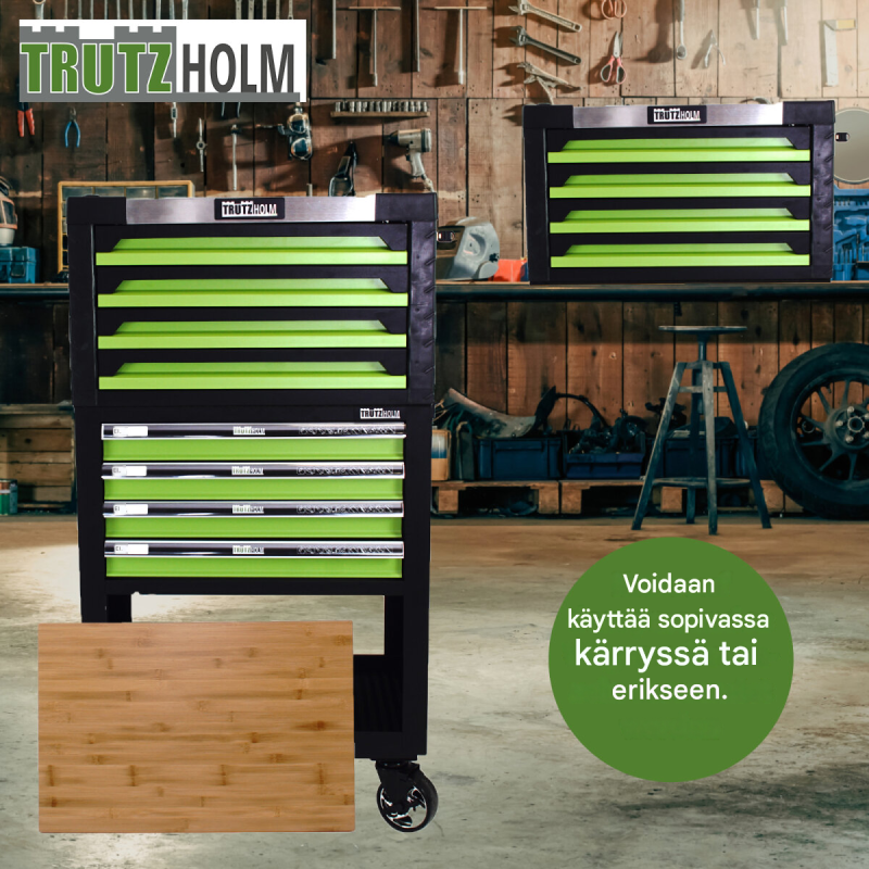 Trutzholm työkalulaatikko 4 laatikkoa, vihreä, teräs, 40 x 68,5 x 46 cm