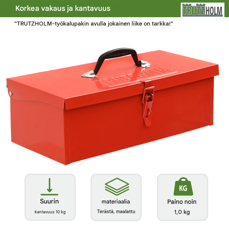 TRUTZHOLM-työkalulaatikko, jauhemaalattu teräs, 38 x 16 x 12,5 cm, 7,5 l
