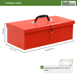 TRUTZHOLM-työkalulaatikko, jauhemaalattu teräs, 38 x 16 x 12,5 cm, 7,5 l