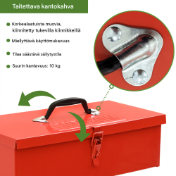 TRUTZHOLM-työkalulaatikko, jauhemaalattu teräs, 38 x 16 x 12,5 cm, 7,5 l