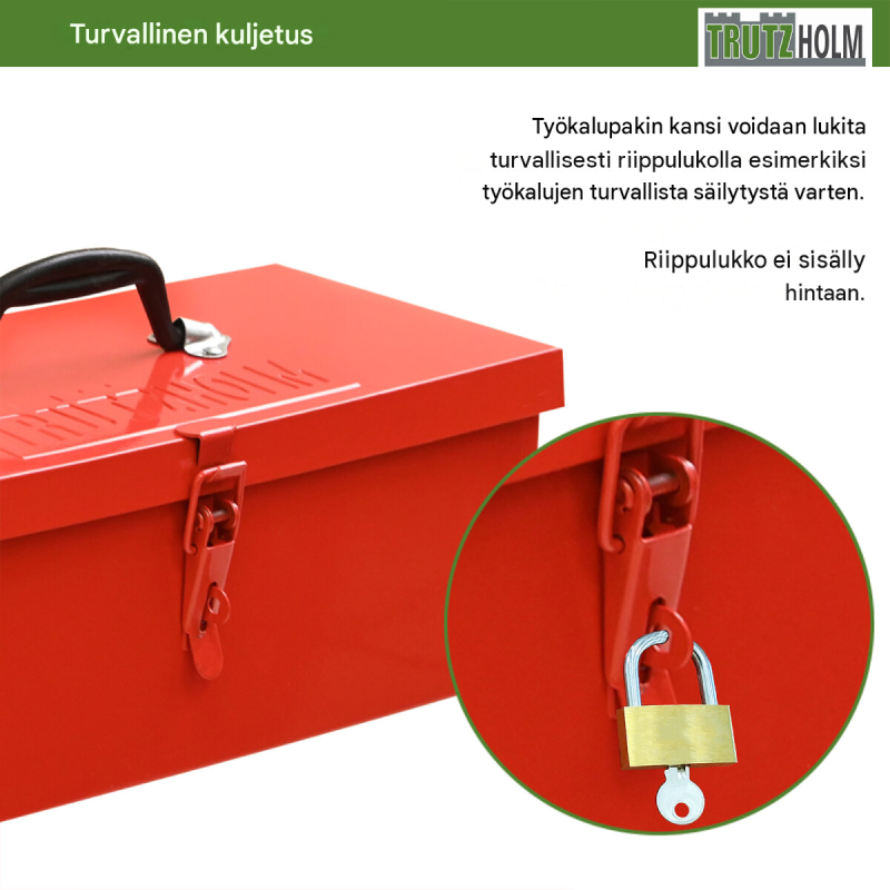 TRUTZHOLM-työkalulaatikko, jauhemaalattu teräs, 38 x 16 x 12,5 cm, 7,5 l