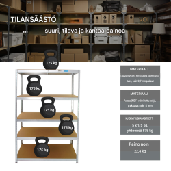 TrutzHolm ® raskaan kuorman varastohylly, 180 x 115 x 60 cm, 875 kg, 5 hyllytasoa