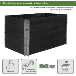 TRUTZHOLM kasvatuslaatikko 4 kpl, puu, musta, 120 x 80 x 80 cm, pinottava, 73113