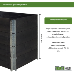 TRUTZHOLM kasvatuslaatikko 4 kpl, puu, musta, 120 x 80 x 80 cm, pinottava, 73113