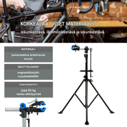 Korkeussäädettävä polkupyörän huoltoteline, musta, teräs, 50 kg kantaavuus