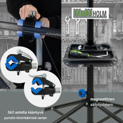 Korkeussäädettävä polkupyörän huoltoteline, musta, teräs, 50 kg kantaavuus