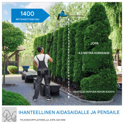 Güde GTHS 6045.1 teleskooppipensasaitaleikkuri, 600 W, 450 mm, kääntyvä pää