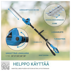 Güde GTHS 6045.1 teleskooppipensasaitaleikkuri, 600 W, 450 mm, kääntyvä pää