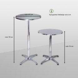 2-in-1 bistro- ja seisomapöytä, säädettävä 70/115 cm, Ø 60 cm, alumiini