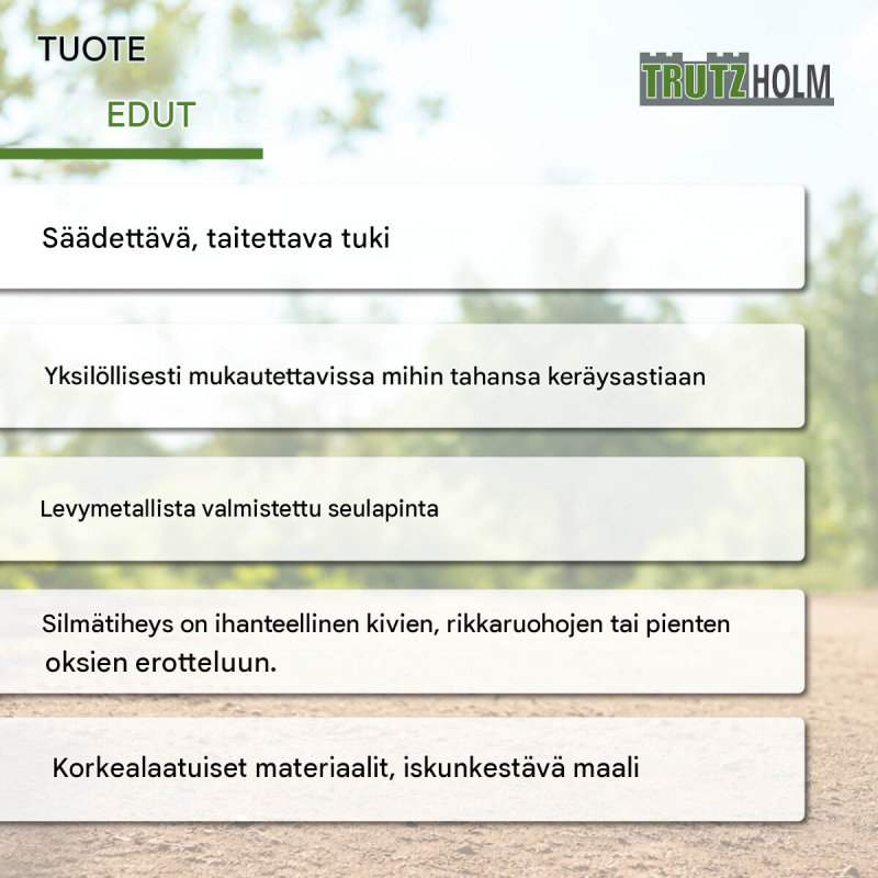 TRUTZHOLM puutarhaseula kompostille, 100 x 60 cm tai 115 x 75 cm, kuumasinkitty velotettu metalli