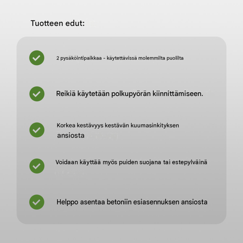Polkupyöräteline 2 kpl, kuumasinkitty teräs, 1115 x 400 mm, Ø 49 mm, betonoitava