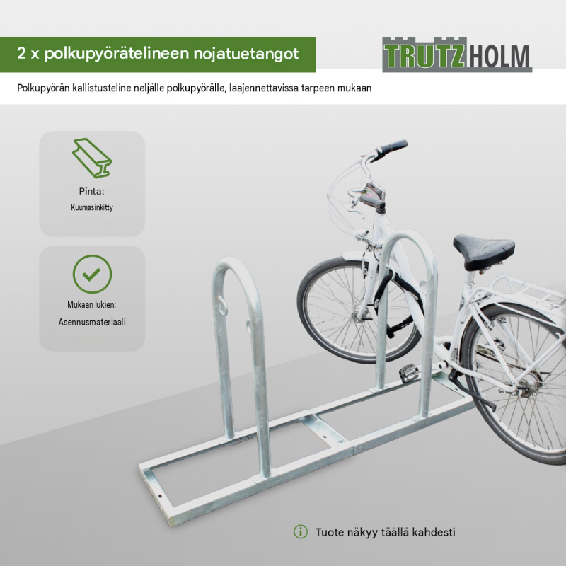 Polkupyöräteline 2 kpl, kuumasinkitty teräs, 900 x 840 x 400 mm, 4 paikkaa, numero 34845