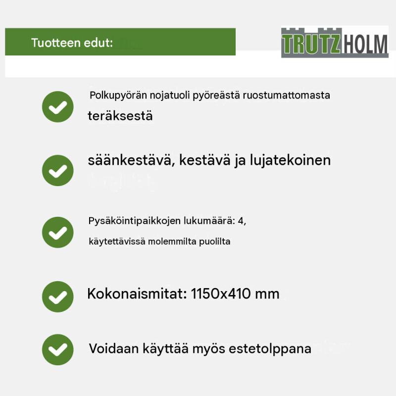 Polkupyörien nojaustelineet 2 kpl, ruostumaton teräs, 1150 x 410 mm, Ø 48 mm