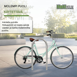 Pyöräteline 2 kpl, ruostumaton teräs, 115 x 58 cm, Ø 60 mm, betoniin valettava