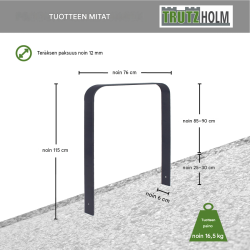 2 x TRUTZHOLM-pyöräteline, teräs, 1150 x 760 mm, antrasiitti, betonointiin
