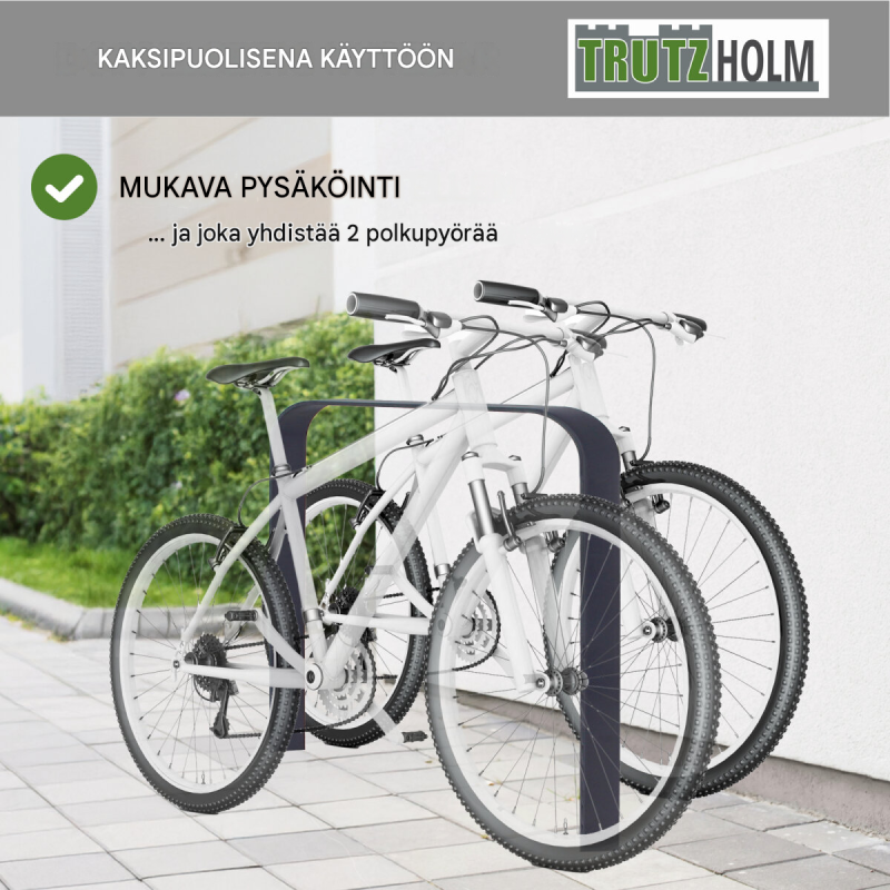 2 x TRUTZHOLM-pyöräteline, teräs, 1150 x 760 mm, antrasiitti, betonointiin