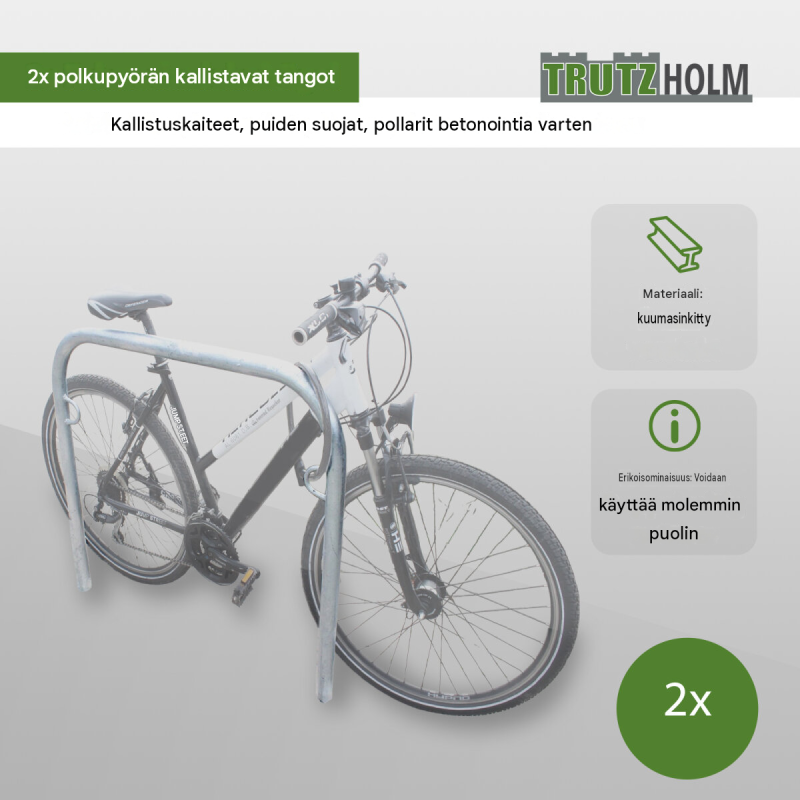 Polkupyöräteline 2 kpl, kuumasinkitty teräs, 1150 x 990 mm, betonoitava