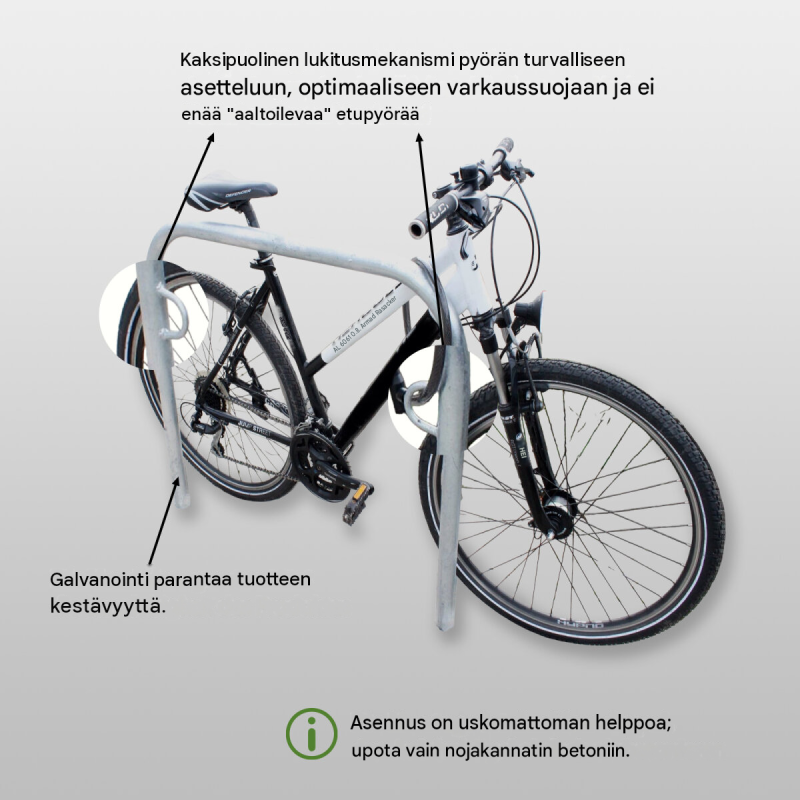Polkupyöräteline 2 kpl, kuumasinkitty teräs, 1150 x 990 mm, betonoitava