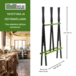 TRUTZHOLM puunsahausteline 2 kpl, kokoontaitettava, teräs, 100 kg, musta/vihreä