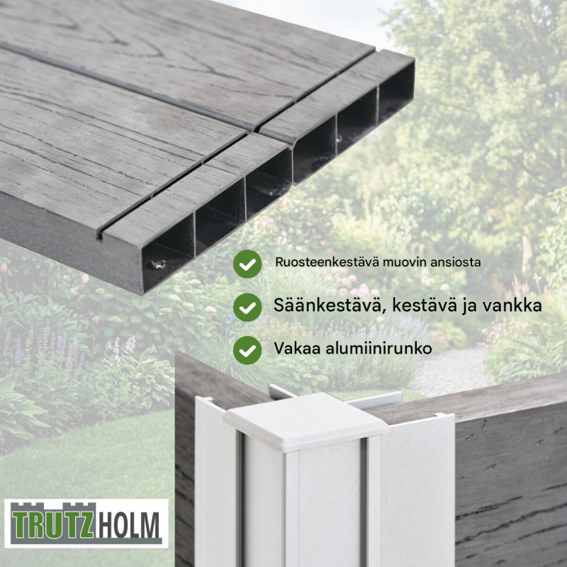 2in1 istutuslaatikko robottiruohonleikkurin suojalla, anthrazit, 79x73x56 cm, muovi ja alumiiniovi