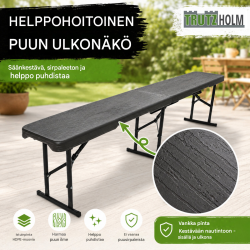 TRUTZHOLM olutpenkki 2 kpl, taitettava, harmaa puukuosi, 180 cm