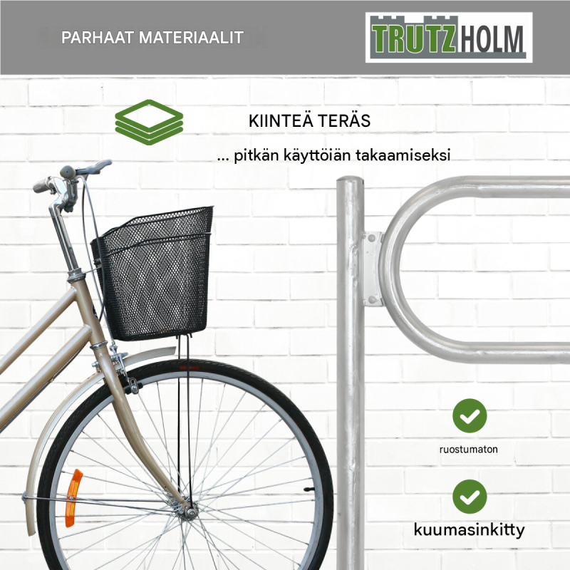 TRUTZHOLM pyöräteline 2 kpl, kuumasinkitty teräs, 1150 x 1240 mm, betonoitava, 2 pyöräpaikkaa