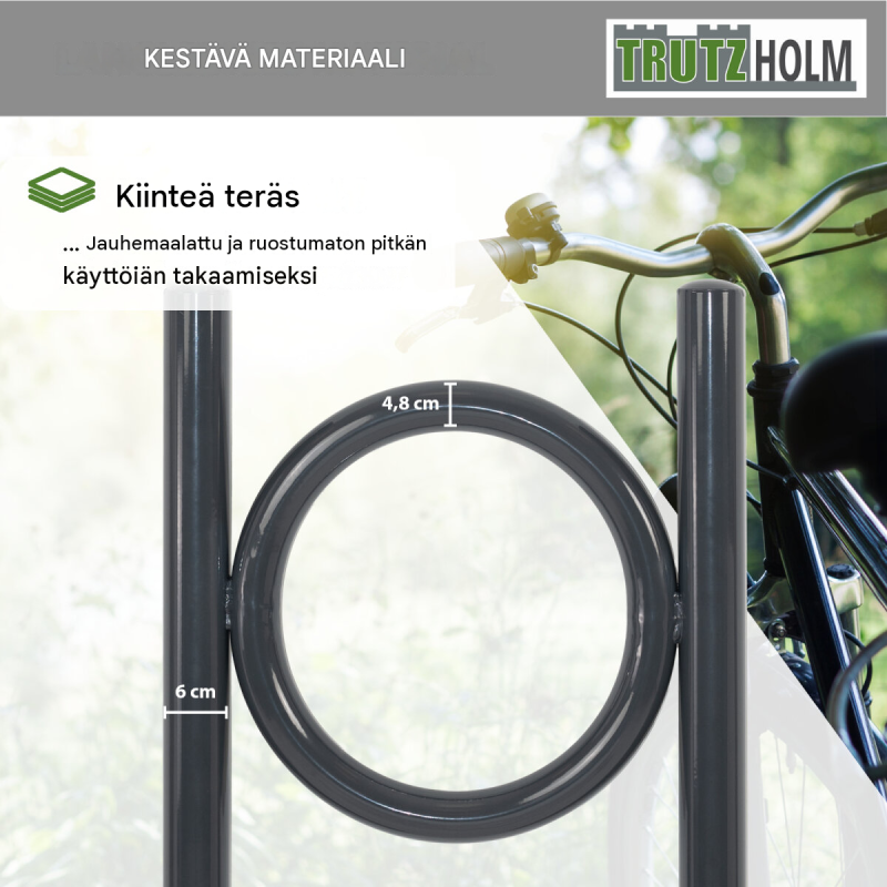 Pyöräteline 2 kpl, teräs, antrasiitti RAL 7016, 1150 x 520 mm, betonoitava