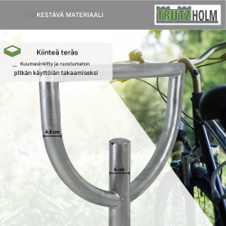 TRUTZHOLM-pyöräteline 2 kpl, 115 x 56 cm, kuumagalvanoitu teräs, 2 pyöräpaikkaa, betonoitava