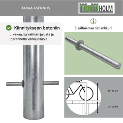 TRUTZHOLM-pyöräteline 2 kpl, 115 x 56 cm, kuumagalvanoitu teräs, 2 pyöräpaikkaa, betonoitava