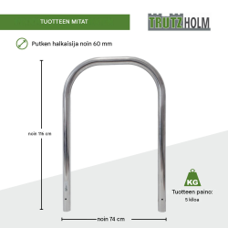 TRUTZHOLM pyöräteline 2 kpl, U-mallinen, 1160 x 740 mm, ruostumaton teräs, betonoitava