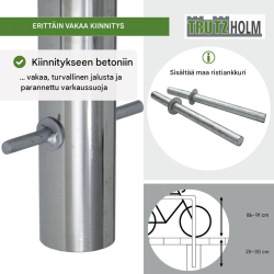 TRUTZHOLM pyöräteline 2 kpl, U-mallinen, 1160 x 740 mm, ruostumaton teräs, betonoitava