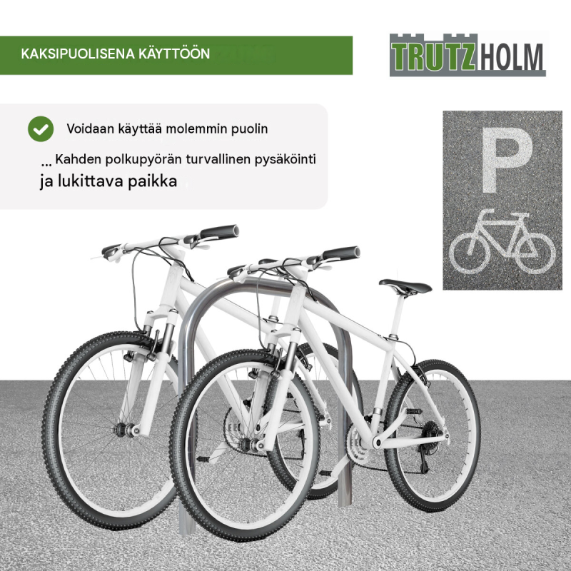 TRUTZHOLM pyöräteline 2 kpl, U-mallinen, 1160 x 740 mm, ruostumaton teräs, betonoitava