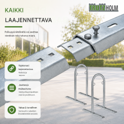 Polkupyöräteline 2 kpl, harmaa, kuumasinkitty teräs, 140 x 43 x 88 cm, jopa 8 pyörälle