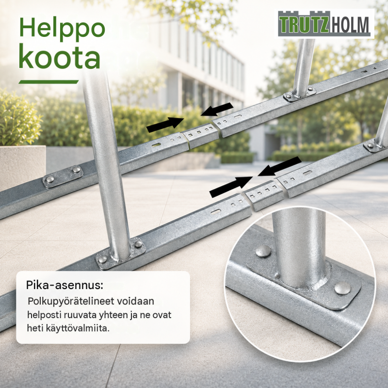Polkupyöräteline 2 kpl, harmaa, kuumasinkitty teräs, 140 x 43 x 88 cm, jopa 8 pyörälle