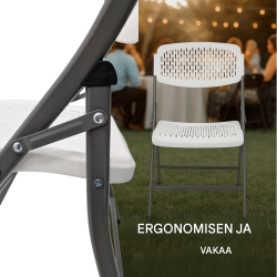 TRUTZHOLM-taittotuolit 2 kpl, valkoinen, ergonominen, 150 kg, puutarhaan ja retkeilyyn