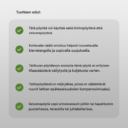 Bistro- ja seisomapöytä 2 kpl, alumiini, kokoontaitettava, 70/115 cm, Ø 60 cm