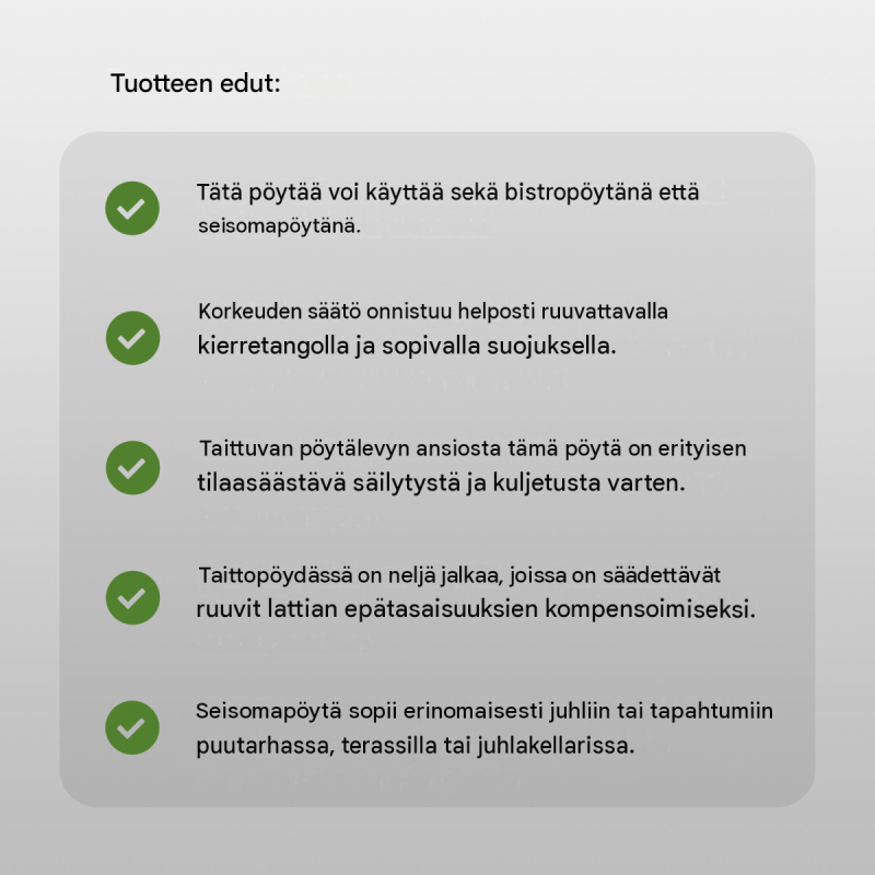 Bistro- ja seisomapöytä 2 kpl, alumiini, kokoontaitettava, 70/115 cm, Ø 60 cm