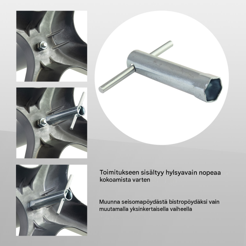 TRUTZHOLM 2-in-1-bistro- ja seisomapöytä 2 kpl, alumiini, 70/115 cm, Ø 60 cm, antrasiitti